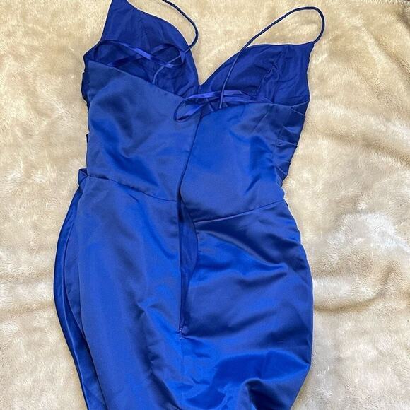 Cobalt Blue Gown with Thigh-High Slit | Sz 4 - Picture 4 of 5